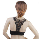 Women Girls Ladies Fashionable Hollow Crochet Flower Back Design Cotton Blend Crop Top Vest Blouse Bra Black
