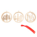 Set of 3pcs Wooden Bird Reindeer Christmas Tree Hanging Decoration Ornaments