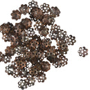 Vintage Red Copper Brass Plated Metal Flower Bead Caps Pack of 100