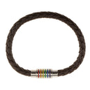 PU Leather Rainbow Braided Stainless Steel Magnet Clasp Bracelet Gay Pride LGBT Bracelet