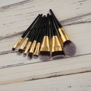 8 Pieces NATURAL WOOD Professional Cosmetic Makeup Brush Set Eyeshadow Foundation Contour Kabuki Tool Kit Black Dense Hair