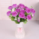 Artificial Rose Silk Rose Wedding Party Decor Bouquet For Home Office Purple