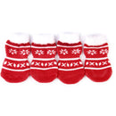 Skid Free Cute Paw Prints Warm Dog Socks Pet Supplies Red + White S PACK OF 4PCS