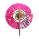 Folding Elegant Silk Bamboo Hand Fan Wedding & Party Decoration Favors Windmill Fan Pink