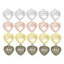 LOVE on the Heart Charms - 20x18mm - Metal Antique Bronze, Silver, Gold, Rose gold Colors, Love Pendants Ancient Silver Jewelry Findings Making Craft Supplies