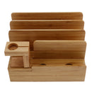 Bamboo Desktop Organizer Cord Organizer Stand Mounts Dock Holder Charging Station Cradle with 4 slots for iPhone,iPad,Smartphone, Apple Watch Series 2 &Series 1 38mm/42mm
