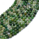 4mm Faceted Nature Green Moss Agate Gemstone Round Loose Spacer Beads DIY Jewelry Making