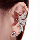 Charming Beautiful Women Rhinestone Crystal Butterfly Left Ear Cuff Clip on Earring Jewelry