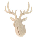 3D Wood Puzzle Model Elk Deer Head Sculpture Ornament Wall Art Decor White