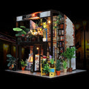 DIY Dollhouse Wooden Time Travel Coffee Shop House with Furniture Kits for Christmas, Birthday Best Gift