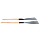 1 Pair Drum Steel Wire Brushes Perform Wooden Drumsticks Drum Mallets 362mm/14.25inch