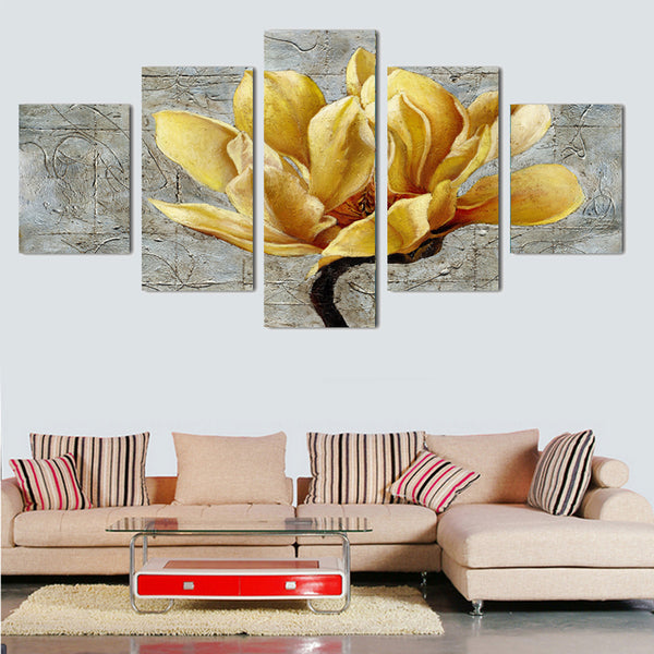 1 Set of 5PCS Canvas Painting for Home Bedroom Cafe Hotel Room Wall Art Wall Decor Paintings Purple Flower Print Charms30/40/50cm