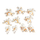 10 Pieces Assorted Pearl Diamante Flower Rhinestone Embellishments for DIY Craft
