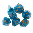 7PCS Polyhedral Dice 16mm D20 D12 D10 D8 D6 D4 for Dungeons & Dragons Table Games Blue Green