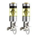 2Pcs Car H3 100W Fog Light Yellow 2323 LED DRL Projector Lamp Bulb 4300K
