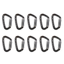 10 Pieces 24KN Aluminum Carabiner D Shape Self Locking for Climbing Gray