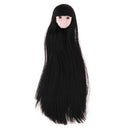 Doll Head with Long Hair, DIY Accessories For 12inch Dolls, For 1/6 BJD Girl Dolls Body DIY Parts (Black Hair)
