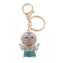 Fashion Rhinestone Crystal Blue Angel Charm Purse Bag Key Ring Keychain Keyfob