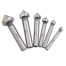 Durable 6Pieces 6.3mm-20.5mm HSS Countersink Bore Set Shank Chamfer Drill Bit