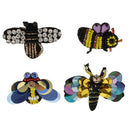 4 Pieces/set Bee Dragonfly Sequins Crystal Patches Embroidered Applique Embellishment Sewing on Clothes Craft