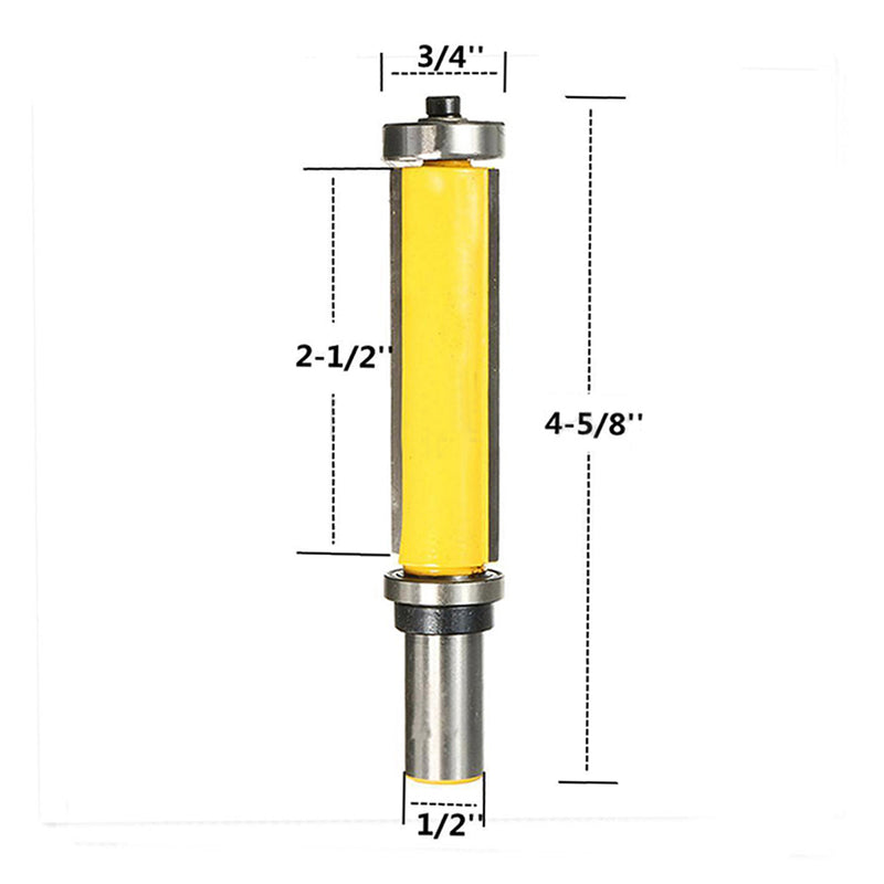 1/2-inch Shank Pattern/Flush Trim Router Bit 2-1/2'' Cutter Top & Bottom Bearing