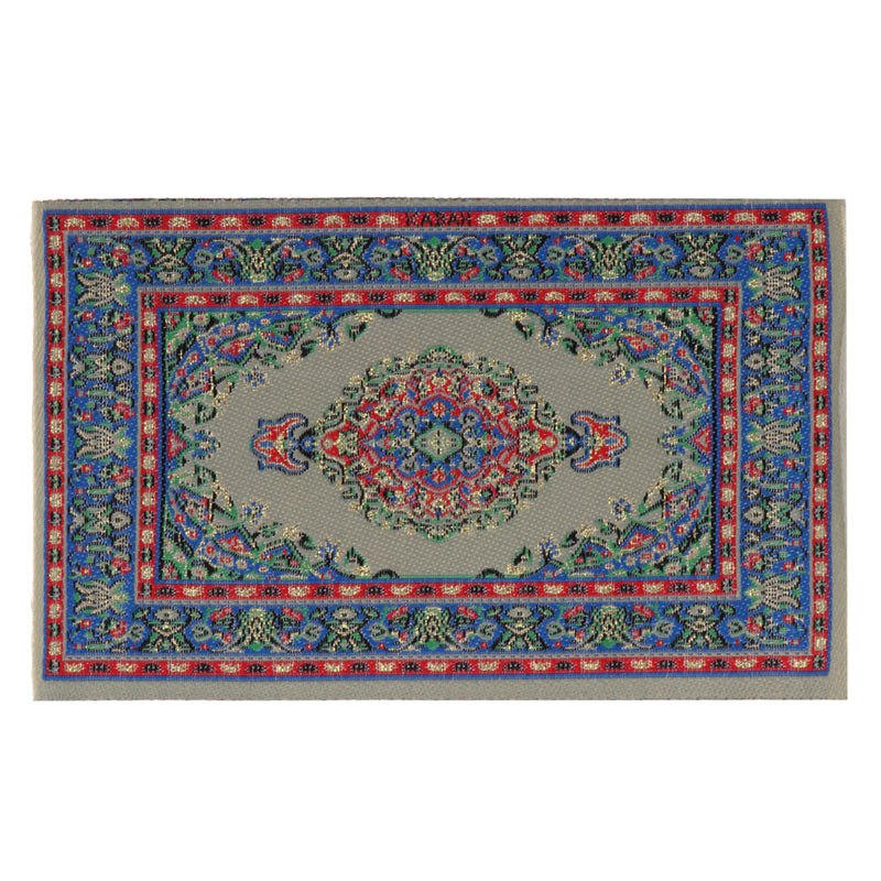 1/12 Dollhouse Miniature Rug Turkish Style Carpet Floor Covering Blue Area Rug
