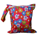Baby Clothes Wet Diaper Nappy Storage Holder Waterproof Zippered Reusable Tote Style Flower Print Handbag Fuchsia