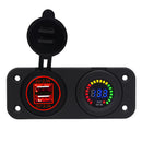 Red Dual USB Charger Port + Digital Voltmeter Panel for Car Boat ATV