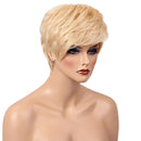 Fashion Women Lady Girls Natural Layered Short 100 % Real Human Hair Wigs With Cap For Daily Wear Costume Party Gold