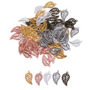 Lot Of 75pcs Vintage Hollow Filigree Leaf Charms Pendant Findings 23x15mm