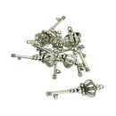 10Pcs Antique Silver Zinc Alloy Crown Key Pendant Charms Jewellery Findings