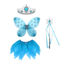 4 pieces Princess Butterfly Wings Snowflake Crystal Wands Crown Headband Fashion Skirt Costume Cosplay Party Accessories