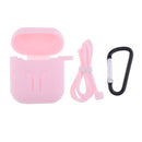 3 in 1 For AirPods Case Accessories Case Shockproof Protector with Silicone for Apple Airpods with Anti-lost Straps and Locking Carabiner,Pink