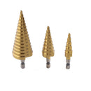 3 Pieces HSS Spiral Cone Drill Titanium Bit Set Hole Metal Wood Cutters Kit