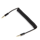 1m 3.5mm 4poles Audio Stereo Male to Male Coiled Spring Aux Stereo Extension Cable Cord Black