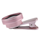 HD 0.6X Wide-angle Lens Without Distortion Clip-on w/ Protective Bag for for Samsung Huawei Smart Phone Rose Gold