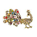 Vintage Unisex Animal Peacock Alloy Crystal Rhinestone Brooch Collar Pin