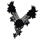 Flower Embroidery Neck Applique Neckline Lace Trims Decorated Lace Clothing Accessories Homemade Sewing Crafts Black