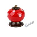 Cute Playful Ceramic Knob Door Window Cupboard TV Cabinet Drawer Handle Pull Red