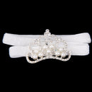 Infant Baby Rhinestone Pearl Crown Hair Bands Photography Headband - White