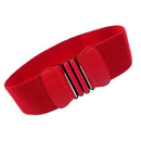 Women Ladies Fashionable Leather Canvas Wide Elastic Waist Band Belt Red