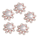 5 Pieces Flower Crystal Pearl Flatback Buttons Embellishments Jewelry Findings for Wedding Crafts 25mm