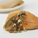 Fashion Antique Gold Punk Pterosaur Design Crystal Brooch Pin Jewelry Gift