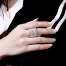 Women Silver Plated Open Ring Cute Rhinestone Adjustable Finger Ring Jewelry