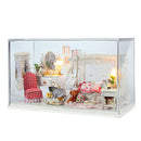 DIY Wooden Miniature Dollhouse Kits with LED Light, Dust Cover and Accessory