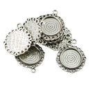 10 Piece Vintage Silver Round Cabochon Settings Pendant Blanks Tray Base 20mm