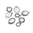 8 Pieces Metal Crystal Pendant Charms Findings w/Ring for DIY Hair Accessories Jewelry Making Crafts