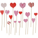 16x Love Heart Cupcake Topper Wedding Engagement Birthday Party Cake Sticks