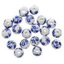Fashionable Flower Ceramic Porcelain Loose Spacer Beads Charms For Jewelry Making Craft Projects DIY Pack of 20PCS Blue