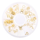 Metal Charm 3D Nail Art Rhinestone Gold Glitters Tip DIY Decoration Manicure + Wheel